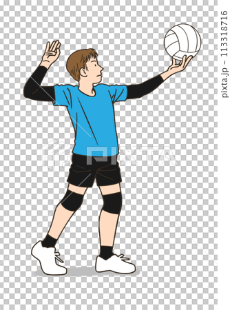 サーブを打つ前に構える男子バレーボール選手 113318716