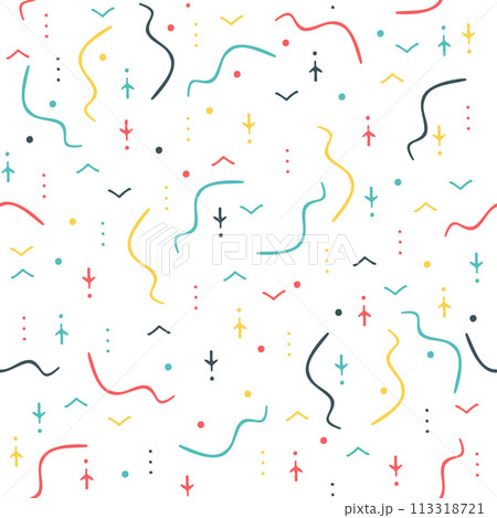 90s stylized abstract seamless pattern, colored 113318721