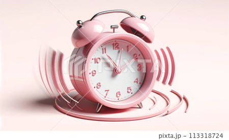 3D Distorted Pink Alarm Clock in Surreal 3D Art 113318724