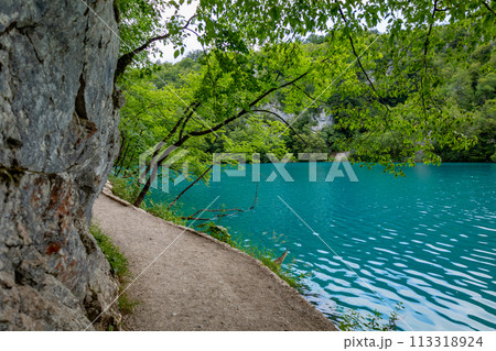 Plitvice Lakes, Croatia. Footpath for hiking. Plitvice Lakes National Park, Croatia 113318924