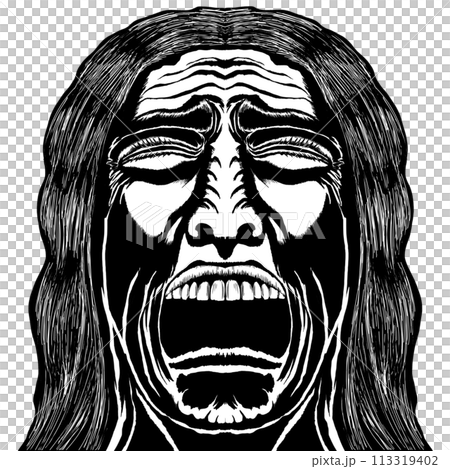 Black and white screaming woman 113319402