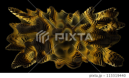Gold objects pattern 3d render 113319440