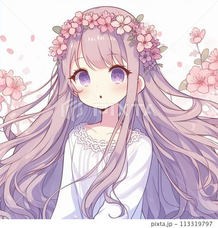 神秘的な雰囲気の中にたたずむ天使のような女の子 神秘的な雰囲気の中にたたずむ天使のような女の子 113319797