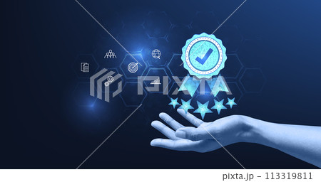 Quality management and validation process concept. 113319811