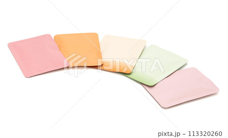 Paper bag or sachet for instant tea product mock-up 113320260