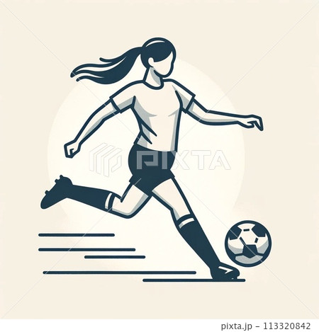 サッカーをする女性のイラスト 113320842