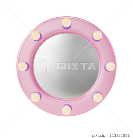 3d Makeup Mirror with Light Bulbs Cartoon Design Style Isolated on a White Background. Vector illustration 3d Makeup Mirror with Light Bulbs Cartoon Design Style Isolated on a White Background. Vector illustration 113321091