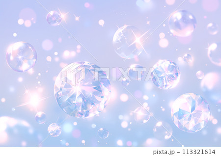 キラキラのダイヤモンドが浮かぶパステルカラーの背景 113321614