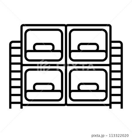 シンプルなカプセルホテルのアイコン。ベクター。 シンプルなカプセルホテルのアイコン。ベクター。 113322020