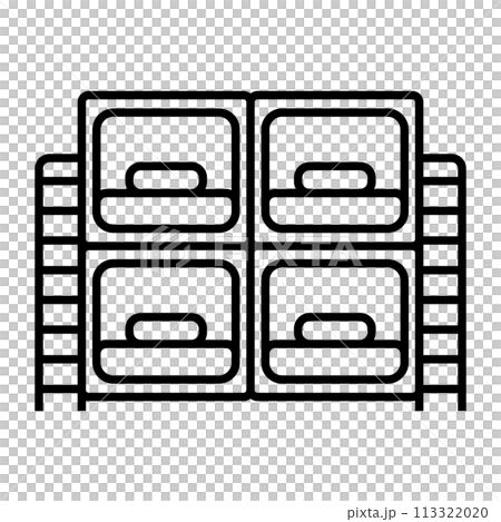 シンプルなカプセルホテルのアイコン。ベクター。 シンプルなカプセルホテルのアイコン。ベクター。 113322020