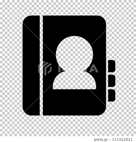 連絡先のシルエットアイコン。電話帳のアイコン。ベクター。 113322021