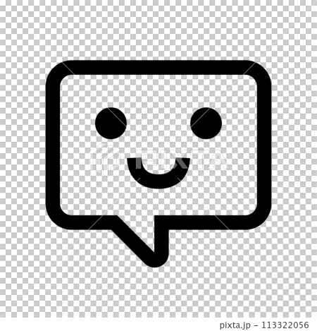 微笑語音氣泡圖示。積極的對話。向量。 微笑語音氣泡圖示。積極的對話。向量。 113322056