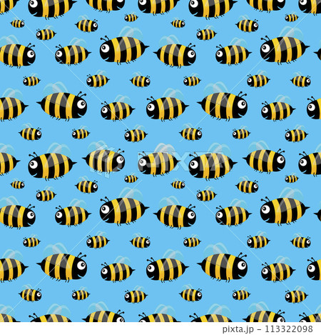 Cute seamless bee pattern vector 113322098