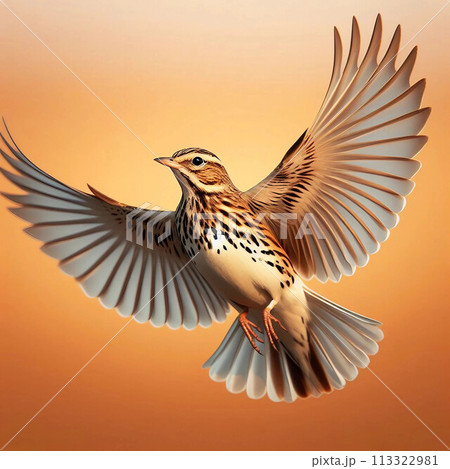 飛び立つヒバリ 113322981