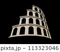 Details, elements of buildings classical architecture. Isolated on a black. Templates for art, design. 113323046