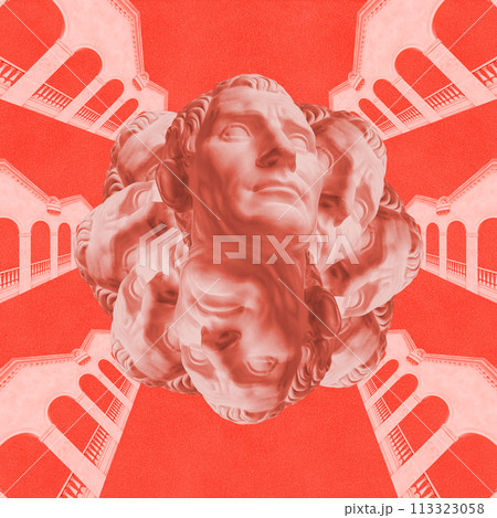 Surreal crazy collage. Art poster, concept, zine cover, funky print. Artwork unusual abstract style. 113323058