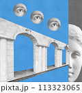 Surreal crazy collage. Art poster, concept, zine cover, funky print. Artwork unusual abstract style. 113323065