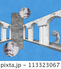 Surreal crazy collage. Art poster, concept, zine cover, funky print. Artwork unusual abstract style. 113323067