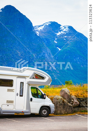 Camper car in norwegian mountains Camper car in norwegian mountains 113323614
