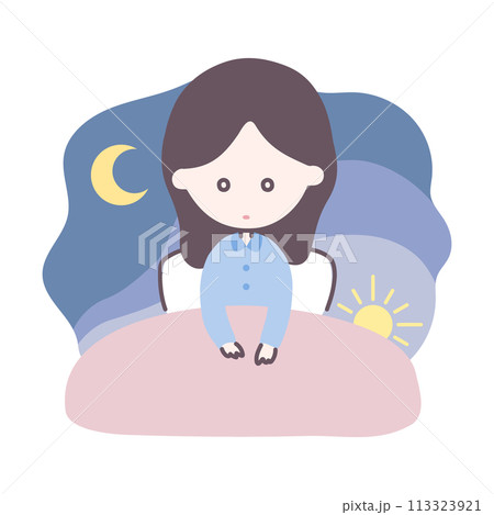 睡眠障害や不眠症のイラスト 113323921