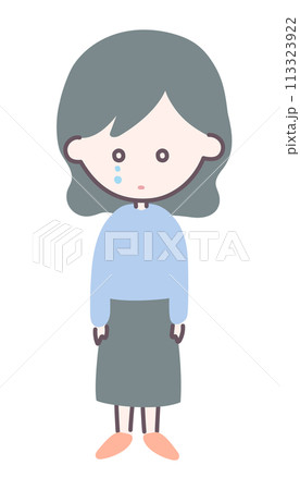 わけもなく悲しくなる、うつ症状や五月病のイラスト 113323922