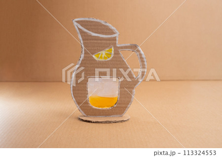 easy activity to do, lemonade pitcher paper craft for kid and kindergarten, DIY, art project from recycled materials 113324553