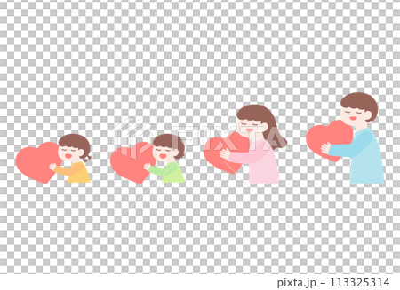 Family holding hearts Family holding hearts 113325314