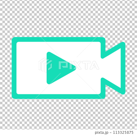 Simple green video camera icon 113325875