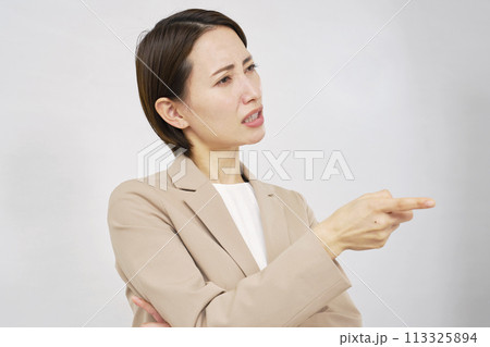 叱るビジネスウーマン　白背景 113325894