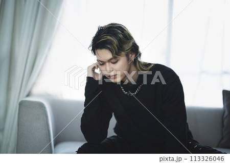 20代の男性　メンズメイク　ビューティーイメージ　ポートレート 113326046