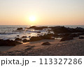 Sunset on the background of the cliffs of Goa 113327286