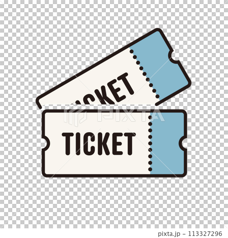 シンプルな2枚のチケットのアイコンのベクターイラストレーション 113327296