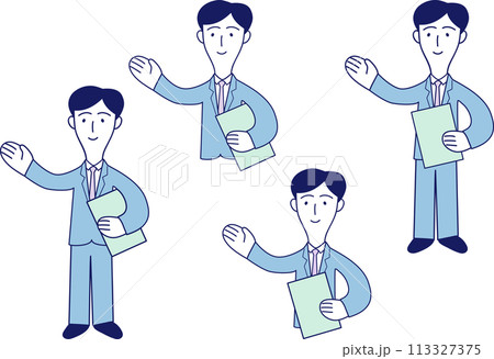 お客様を案内する男性会社員のイラスト お客様を案内する男性会社員のイラスト 113327375