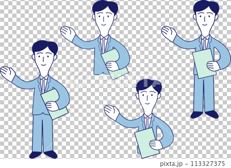 お客様を案内する男性会社員のイラスト お客様を案内する男性会社員のイラスト 113327375