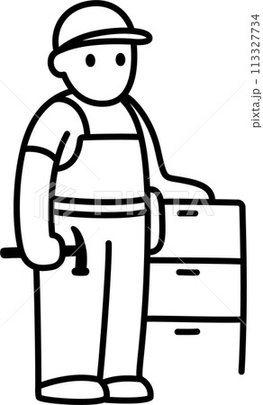 Carpenter, cabinet maker doodle icon Carpenter, cabinet maker doodle icon 113327734