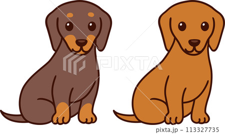 Two cartoon Dachshunds 113327735