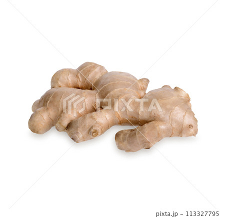 Fresh ginger rhizome isolated on white background Fresh ginger rhizome isolated on white background 113327795