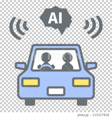 具有 AI 駕駛支援的兩座汽車插圖 113327826