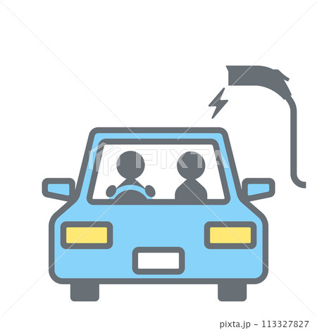 電気を充電する2人乗りの車のイラスト 電気を充電する2人乗りの車のイラスト 113327827