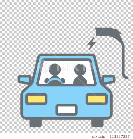 Illustration of a two-seater car charging electricity 113327827