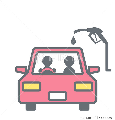 ガソリンを給油する2人乗りの車のイラスト 113327829