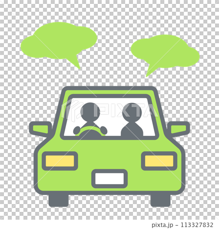 Illustration of a two-seater car driving while having a pleasant conversation 113327832