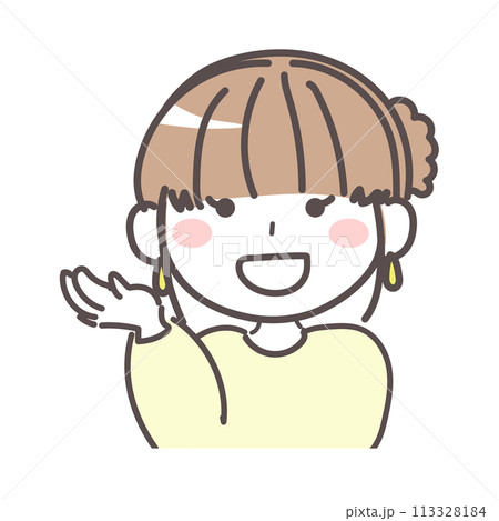 案内・紹介をする女性のイラスト1-1 113328184