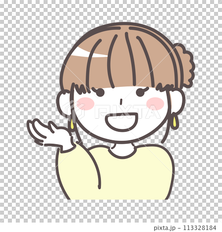 案内・紹介をする女性のイラスト1-1 113328184