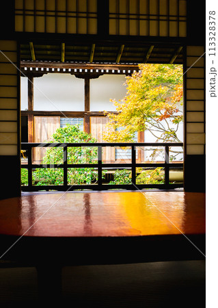 京都市左京区　東山　住連山安楽寺　書院中庭園の紅葉 113328378