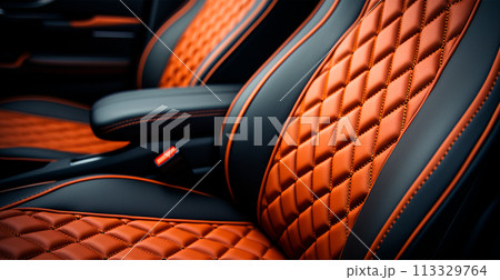 Car red black leather interior - AI generated image 113329764