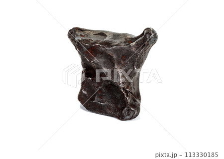Macro stone mineral meteorite tektite on white background 113330185