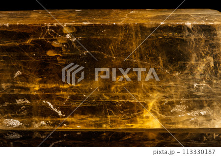 Macro stone mineral Ulexite on a black background 113330187
