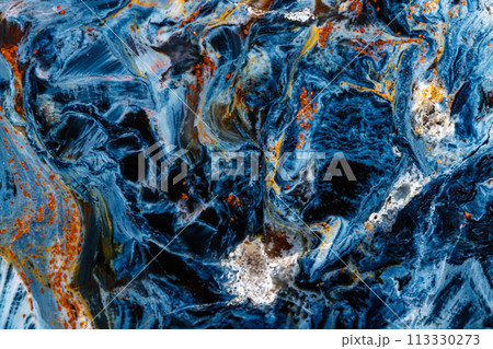 Macro stone Pietersite mineral on white background 113330273
