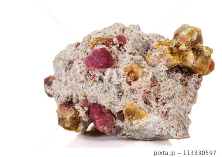 macro mineral tourmaline stone on white background 113330597